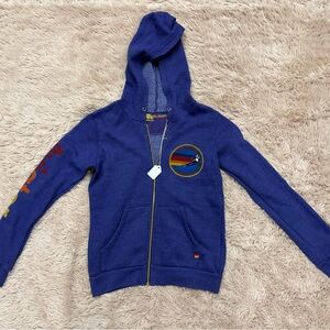 Aviator Nation Kids Hoodie in Deep Blue with Rainbow Emblem